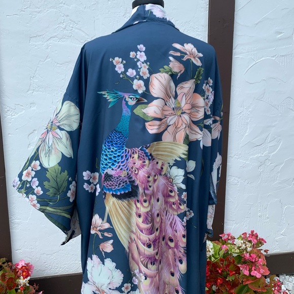 New Gorgeous Bohemian Floral Print Kimono Duster - Picture 12 of 16